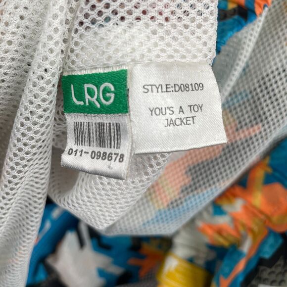 LRG Jacket Mens XL You's A Toy Hooded Windbreaker Multicolor Ripstop Full Zip - Picture 9 of 13